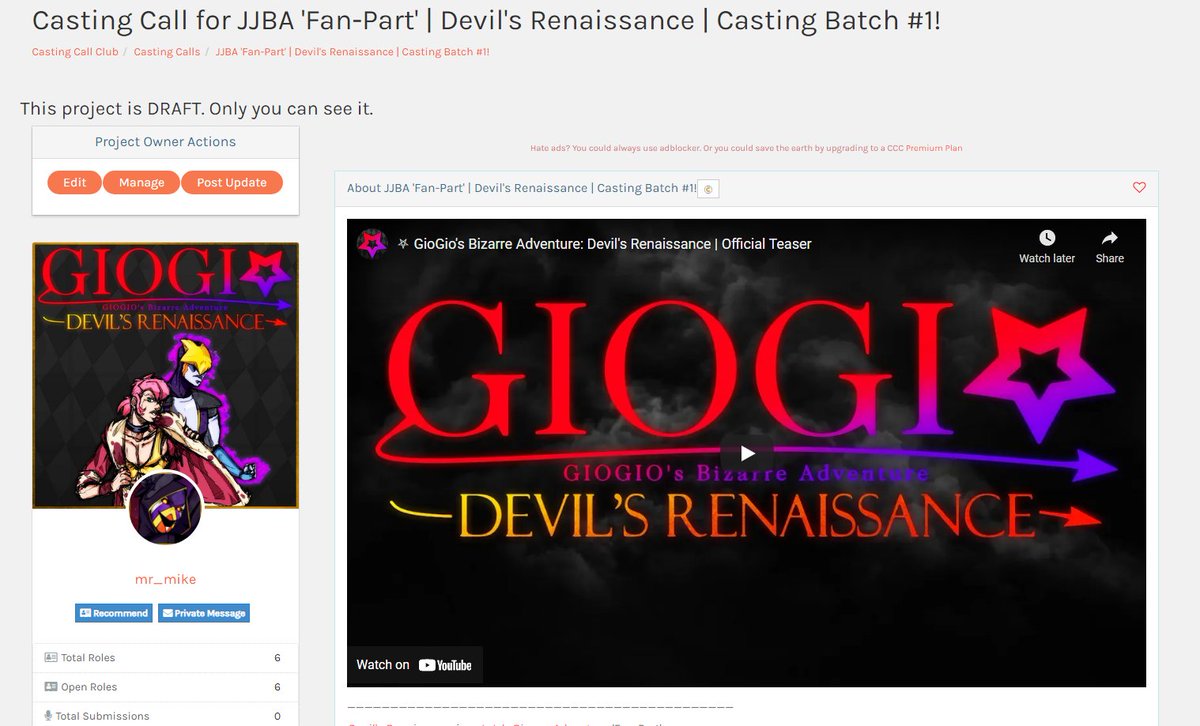 MrMikeGalaxy's tweet photo. casting starts tomorrow... 🤫

#jjba #JoJosBizarreAdventure #devilsrenaissance #voiceover #voiceactor https://t.co/xYYDPBIOrO
