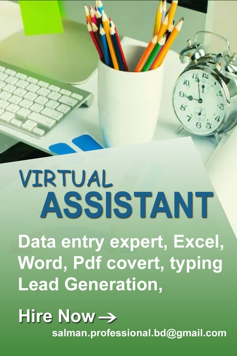 data entry expert, web research, find emails and address
Visit Profile> bit.ly/3Iu1ei3

#dataentry #webresearch #typing #virtualassistant #leadgeneration #targetedlead #job #work #pdftoword #pdftoexcel #imagetoword #msoffice