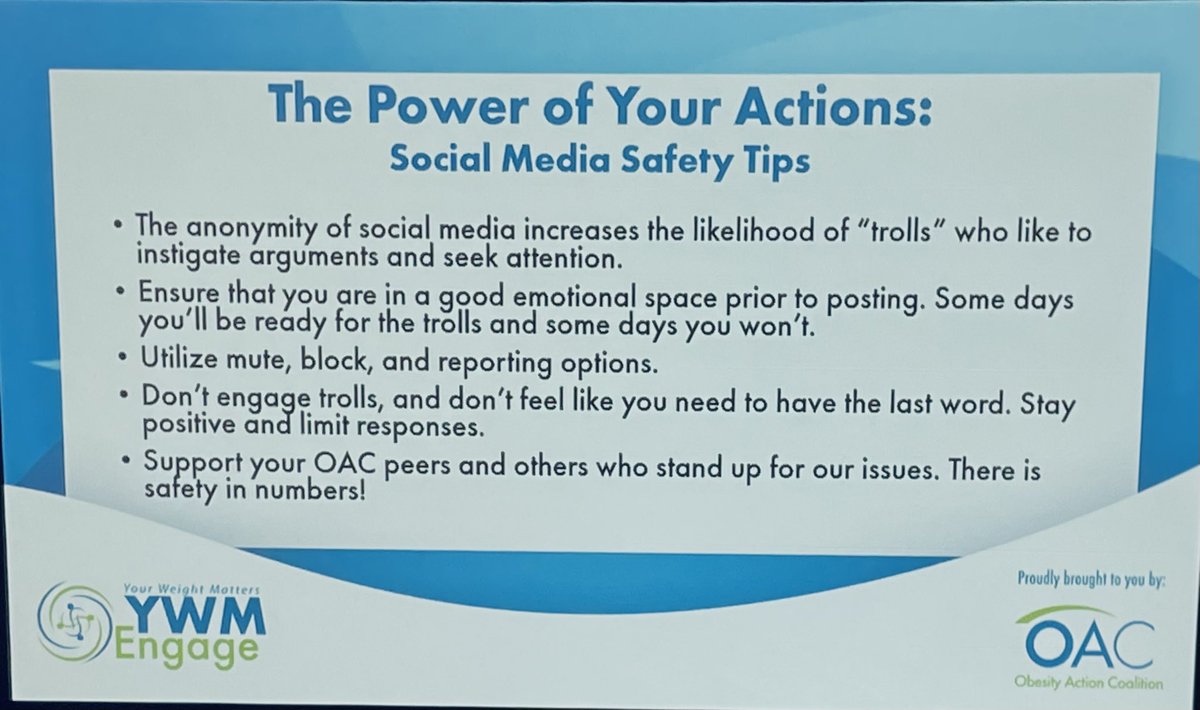 PaulDavidsonPhD's tweet photo. Using #some to advocate for #obesity care. The outstanding influencer, @PsychoDietitian shares tips at #YWM2022engage. Few better ways to get an important message out to the masses and have exponential influence. I couldn’t agree more! https://t.co/hmGx4reHMx