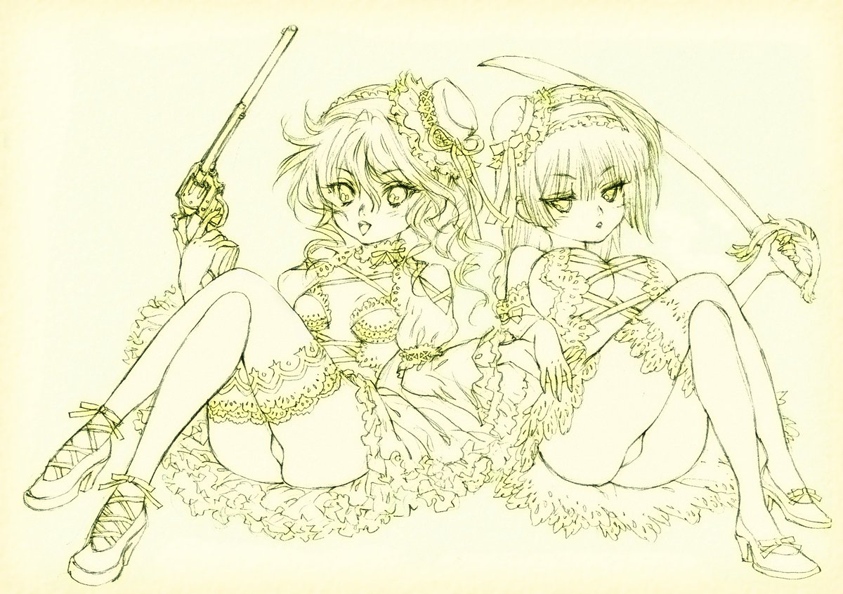 「バントラインとサーベルの組み合わせ&ゴスロリ....良きですよね～#落書き #シ」|紅丸🎨くりむぞん＠『落ちこぼれ退魔師は異世界帰りで最強となる』コミックス第1巻発売中です！のイラスト