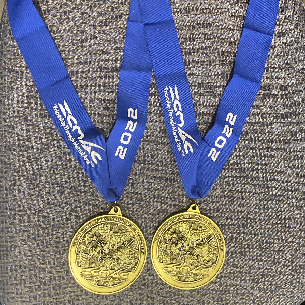 Two events, two first-place medals in the 46+ intermediate tai chi open hand and beginning tai chi weapons categories #ICMAC2022 #TaiChi #martialarts