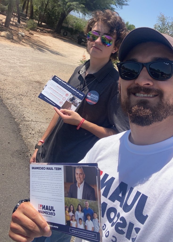JuanCiscomani's tweet photo. When you have your friend’s kid inviting HIS friends to join, it fires up the campaign to another level. 

#TeamCiscomani kicked off Saturday knocking doors in #AZ06! Lucky to have the best team 👊💥🇺🇸 https://t.co/y2gBYPgg2Z