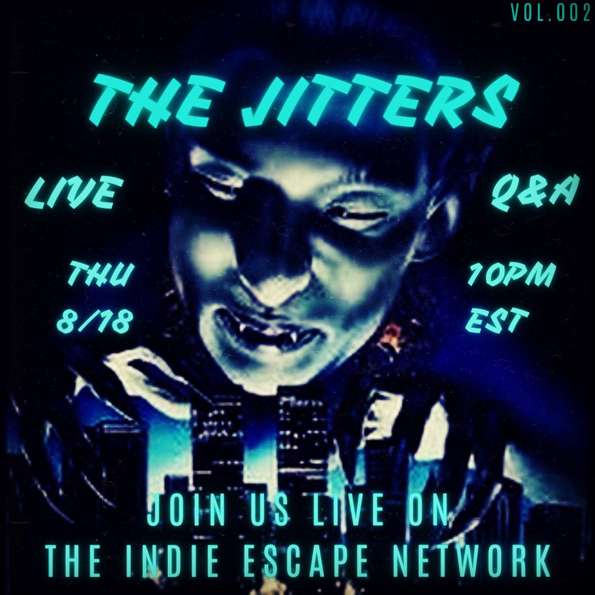 subsoilfilms's tweet photo. Date is set. Join us LIVE on @TheIndieEscape August 18th at 10:00pm EST for a LIVE Q&amp;A with the cast and crew of #thejitters1989 #frankdietz #salviviano #jessedangelo #cindycirile #lindafoster #johnquincylee #paulmitchnick @andrearoth888 #jonathangoldstein #theindieescapenetwork https://t.co/xGqDrV2qXI