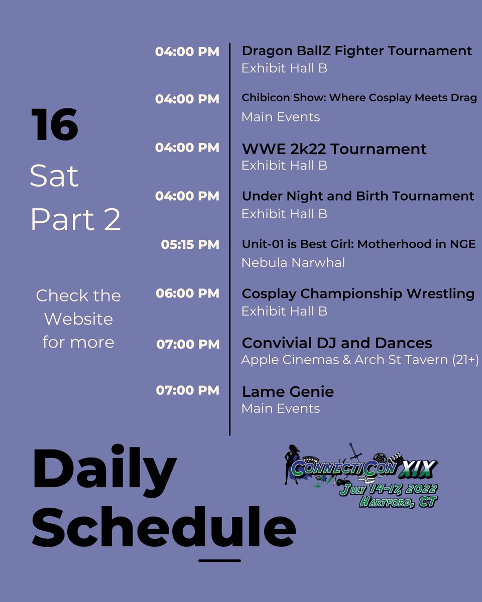 ConnectiCon's tweet photo. I've got so much content, I have content on my content! Make sure you check out the website for even MORE events at Connecticon XIX!
https://t.co/RWh6P2agqO
#CTConXIX #Connecticon2022 #ConnectiCon #cosplay #gaming #videogames #AEW https://t.co/7i3w0xKtaf