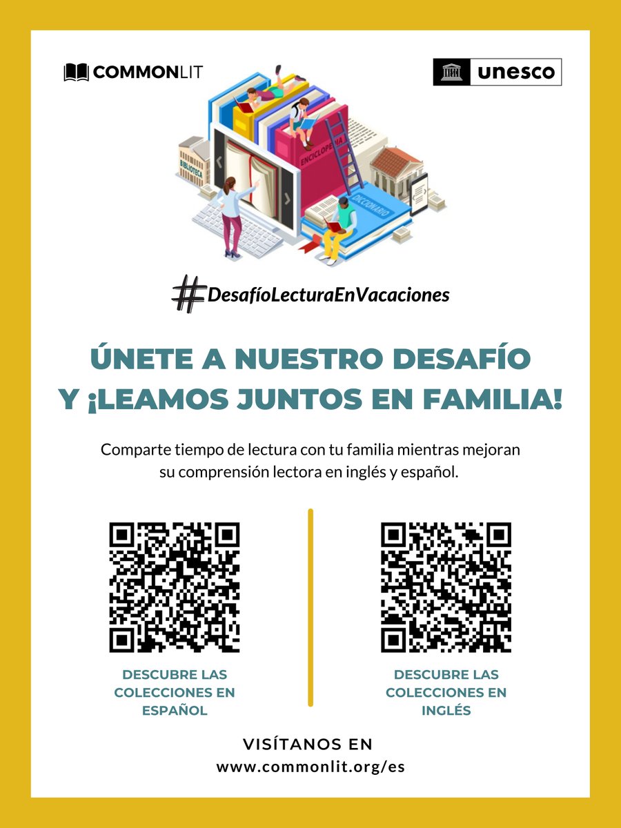 ConsulMexDen's tweet photo. ¡Sé parte del #DesafíoDeLecturaEnVacaciones”! Ingresa a la  Biblioteca Digital, donde encontrarás materiales de lectura disponibles en idioma español e inglés. #LeerTransforma #LeerTeTransforma #LeerNosTransforma #VOE 📚 @IME_SRE @CommonLitES @UNESCOMexico https://t.co/Lvpw3RtLup