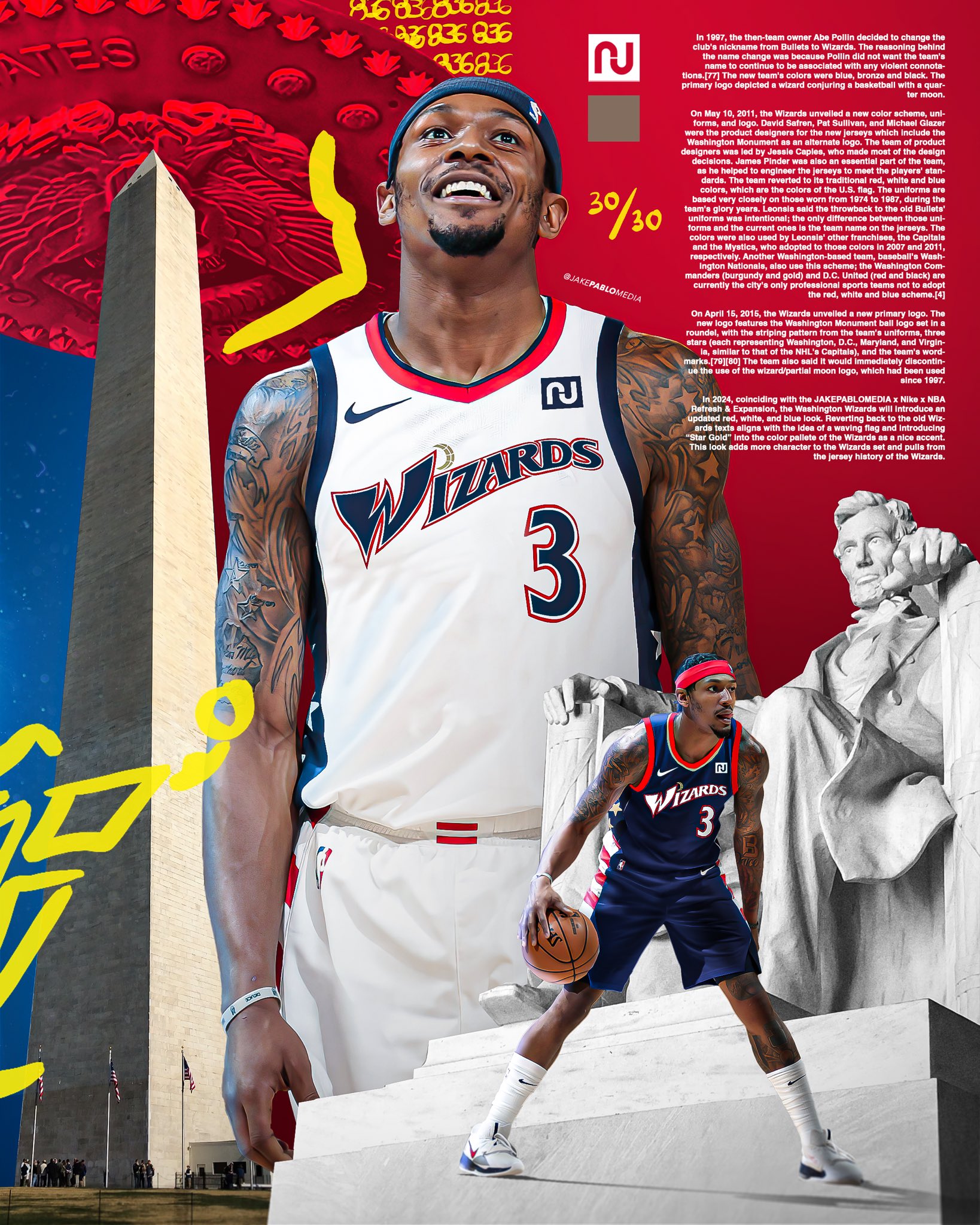 JAKEPABLOMEDIA on X: Day 30 : Washington Wizards Jersey Redesign