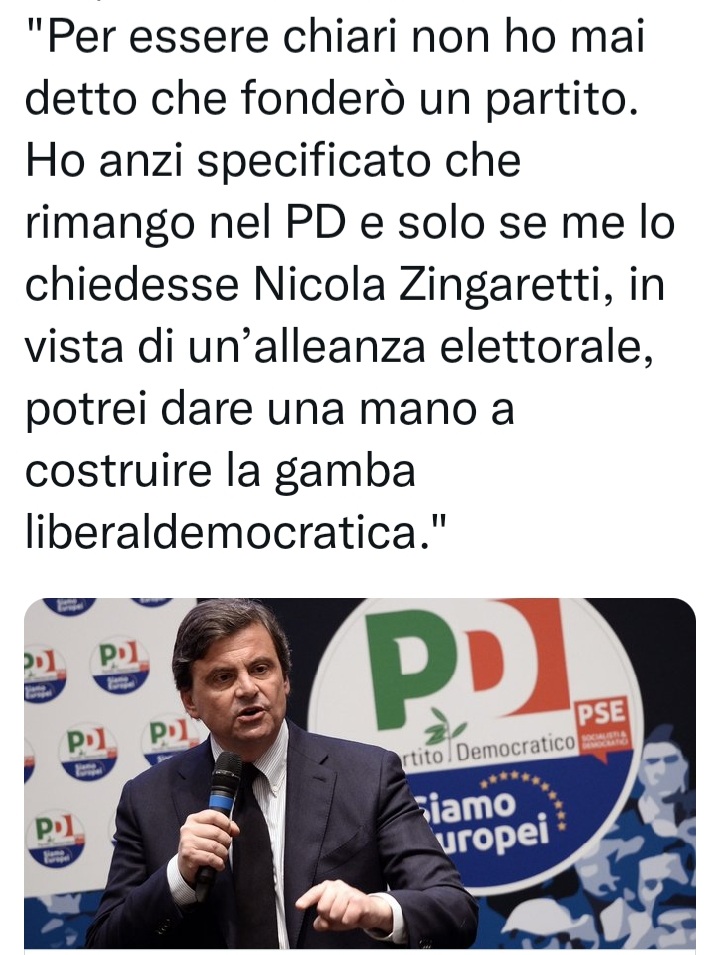tziu_franco's tweet photo. c'è ancora chi crede a Calenda apostolo liberale, ma è una maschera sul progetto già da tempo dichiarato https://t.co/7tNTzldm8w