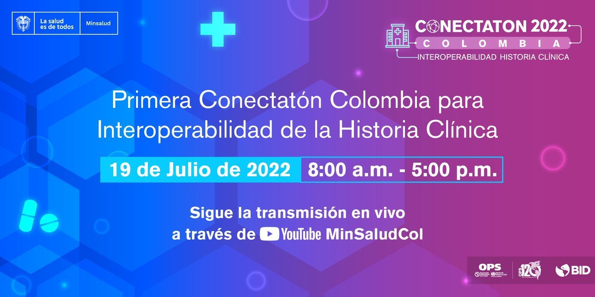 MinSaludCol's tweet photo. Participa de la primera Conectatón para Interoperabilidad de la Historia Clínica Electrónica y conoce los avances de la agenda de Salud Digital en Colombia.

🗓️19 de julio de 2022
⏰8:00 a.m.

Conéctate👉 https://t.co/9eFGyBnjyQ https://t.co/nN7DH4901l