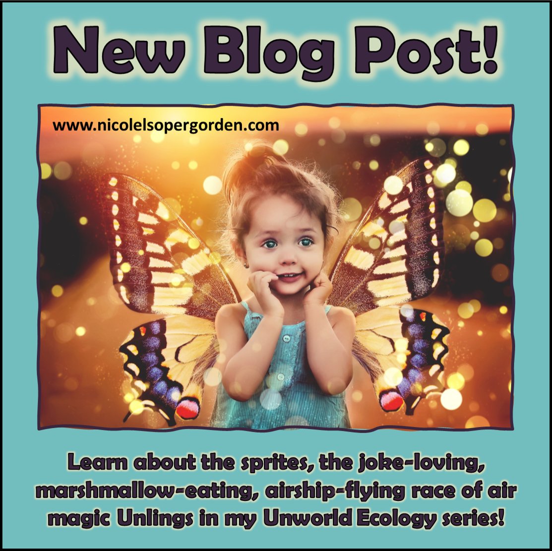 New #blogpost!  This month's worldbuilding post focuses on the sprites, the Unworld race of air magic users.  They're a riot, and some of the biggest personalities in the series!  Link below.
#blog #worldbuilding #magic #writingcommunity #amwriting #amwritingfantasy #urbanfantasy