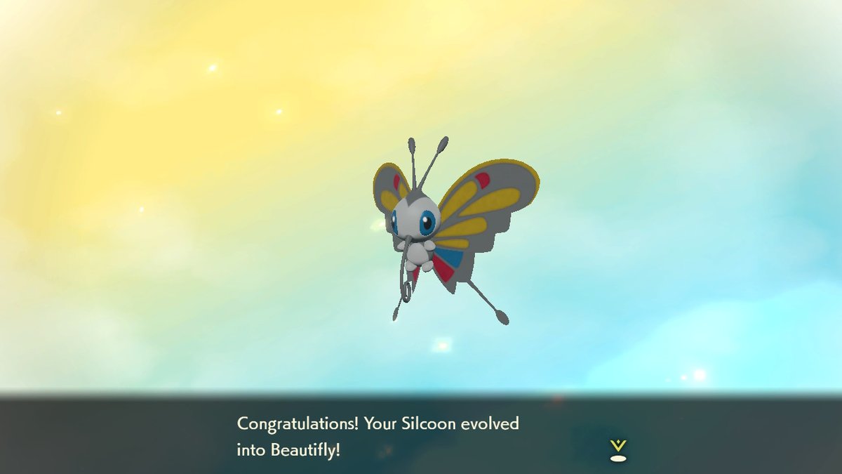 PixelGoWee's tweet image. I evolved two Alpha Wurmple, and could immediately evolve the Silcoon and Cascoon. My first Beautifly and Dustox, though I like Dustox more than Beautifly. #PokemonLegendsArceus #NintendoSwitch