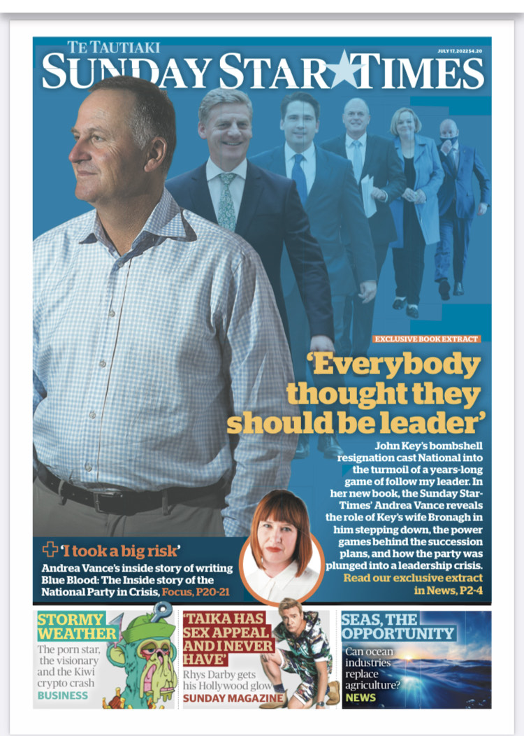 SundayStarTimes's tweet photo. In today's Star-Times, an exclusive extract from columnist @avancenz's new book, going behind the scenes of the National Party's leadership woes. @honestnorks considers how to fix NZ, and Virginia Fallon talks to Billy Joel and Jimmy Carr https://t.co/1Rgpxii19d