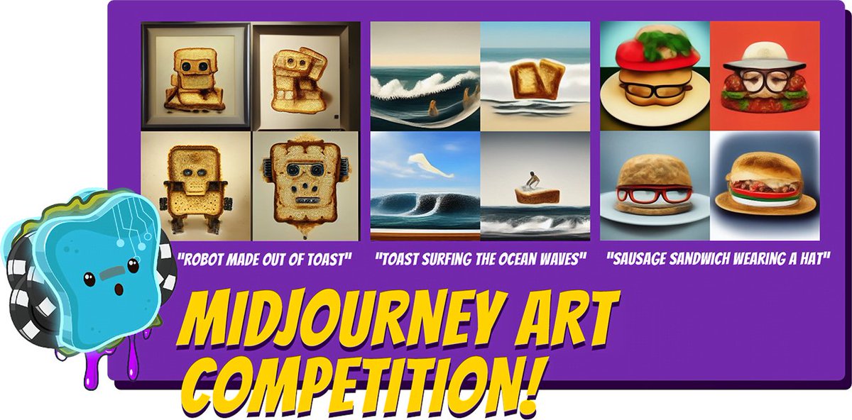 clubsandwichnft's tweet photo. 🎉To all Club Sandwich Members: Midjourney image competition running on our server :) 
Use Midjourney to generate a crazy sandwich image. More details in our giveaway channel on discord. Join now!🤘 https://t.co/2btZZaJF65