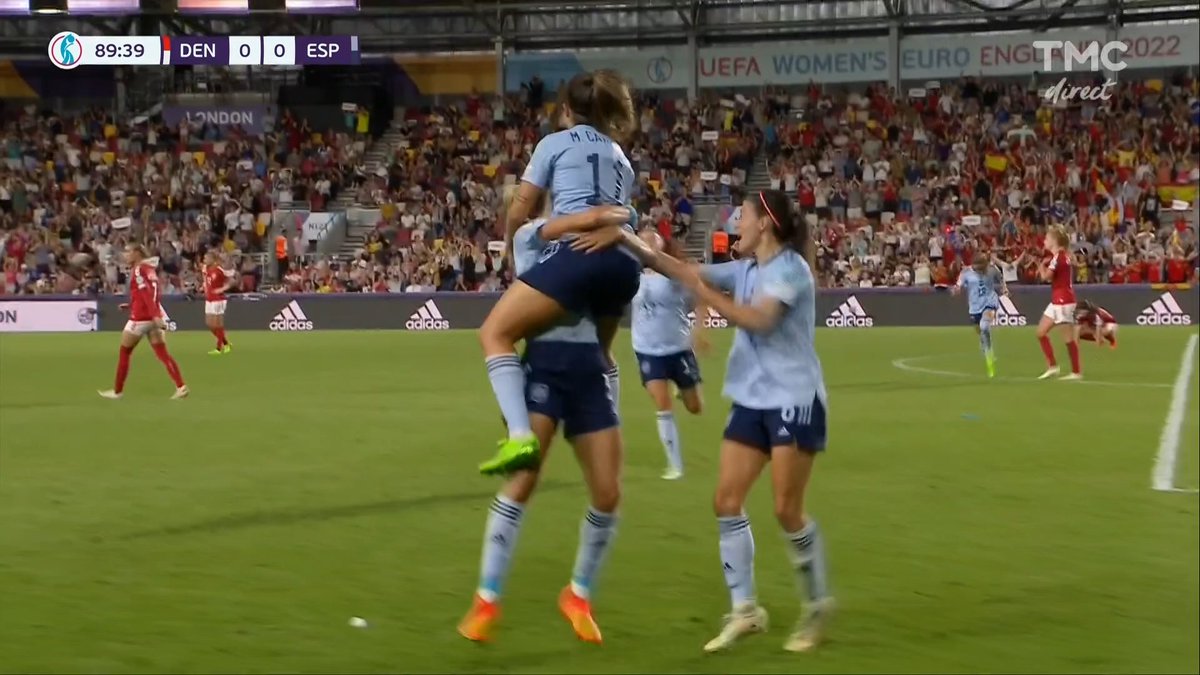 TMCtv's tweet photo. ⏱89' BUUUUUT

🇩🇰 Danemark 0 - 1 Espagne 🇪🇸 #DANESP

Au bout du suspense ! Dans les derniers instants, Marta Cardona marque de la tête !

➡️ Le match, commenté par @JulienMaynard et @SabDelannoy à suivre en direct ici : https://t.co/Zzt73yeCIv https://t.co/KIlKzh7Hp3