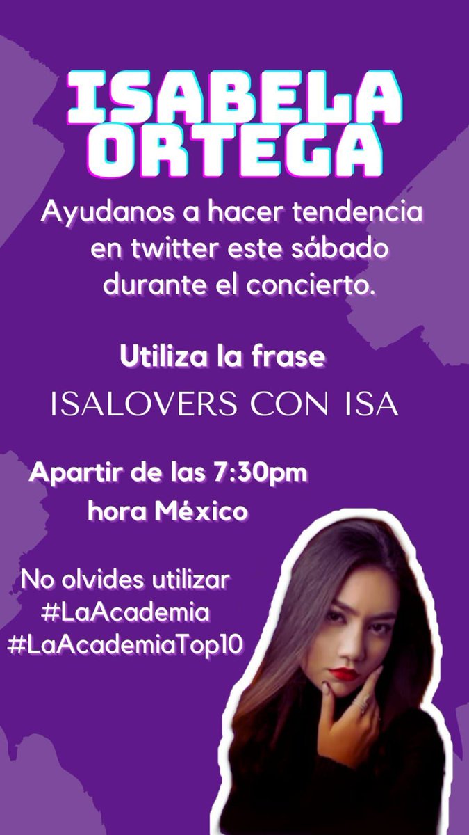 letymatute90's tweet photo. Apoya a Isabela así: #ISALOVERS #LaAcademiaTop10 #tvazteca #tvaztecaUNO #teamisabela https://t.co/pY7HrT0AWs