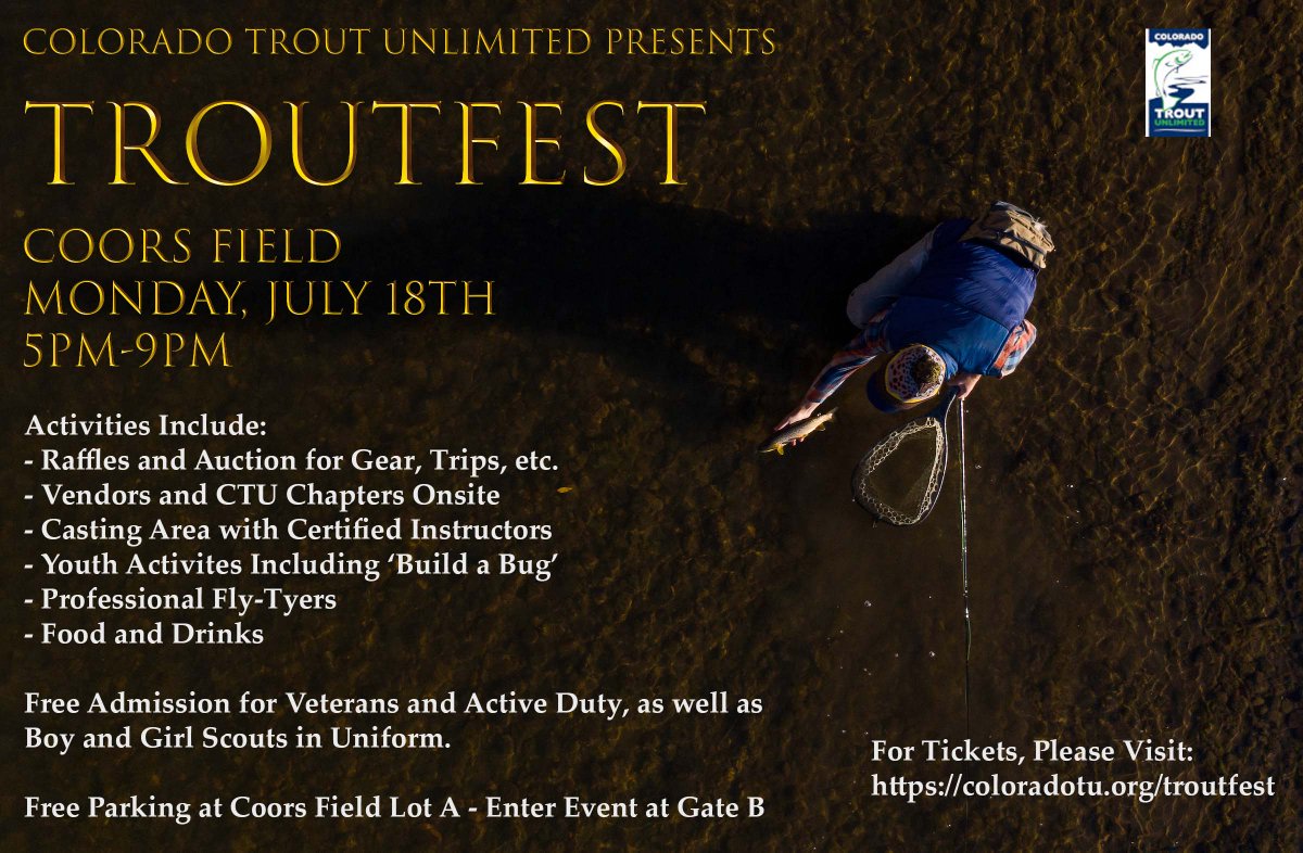 Troutfest is Monday at 5pm! Get your tickets before it's too late! #flyfishcolorado #troutunlimited