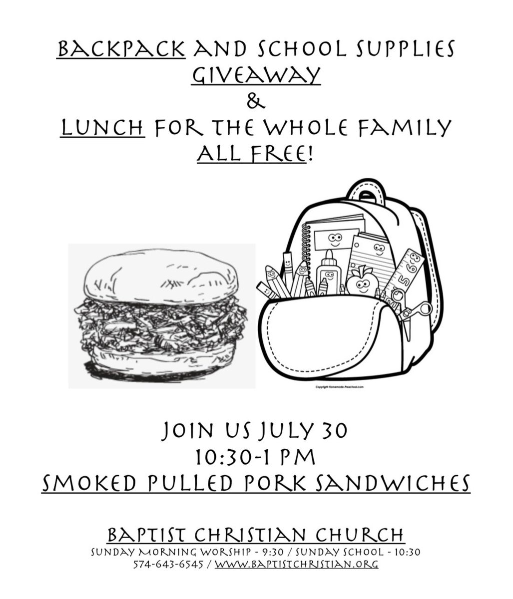 PioneerElement1's tweet photo. We were asked to share this for anyone who might be in need! 🎒📚🖍🍔🧃 https://t.co/HVSldOciOC