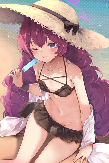 先生も食べますか? 口移しでもいいですよ? #ブルアカ 