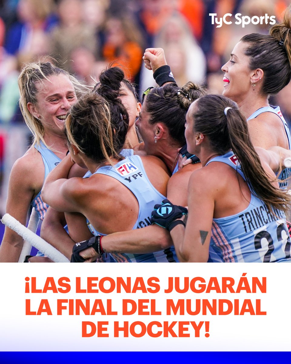 TyCSports's tweet photo. ¡LAS LEONAS, FINALISTAS DEL MUNDO! 🇦🇷

En un partido repleto de emociones, la Argentina empató 2-2 con Alemania, pero se impuso en los penales australianos por 4-2 y jugará por el título ante Países Bajos, uno de los países anfitriones.

¡Felicitaciones! 🙌 https://t.co/fS06S2FkCH
