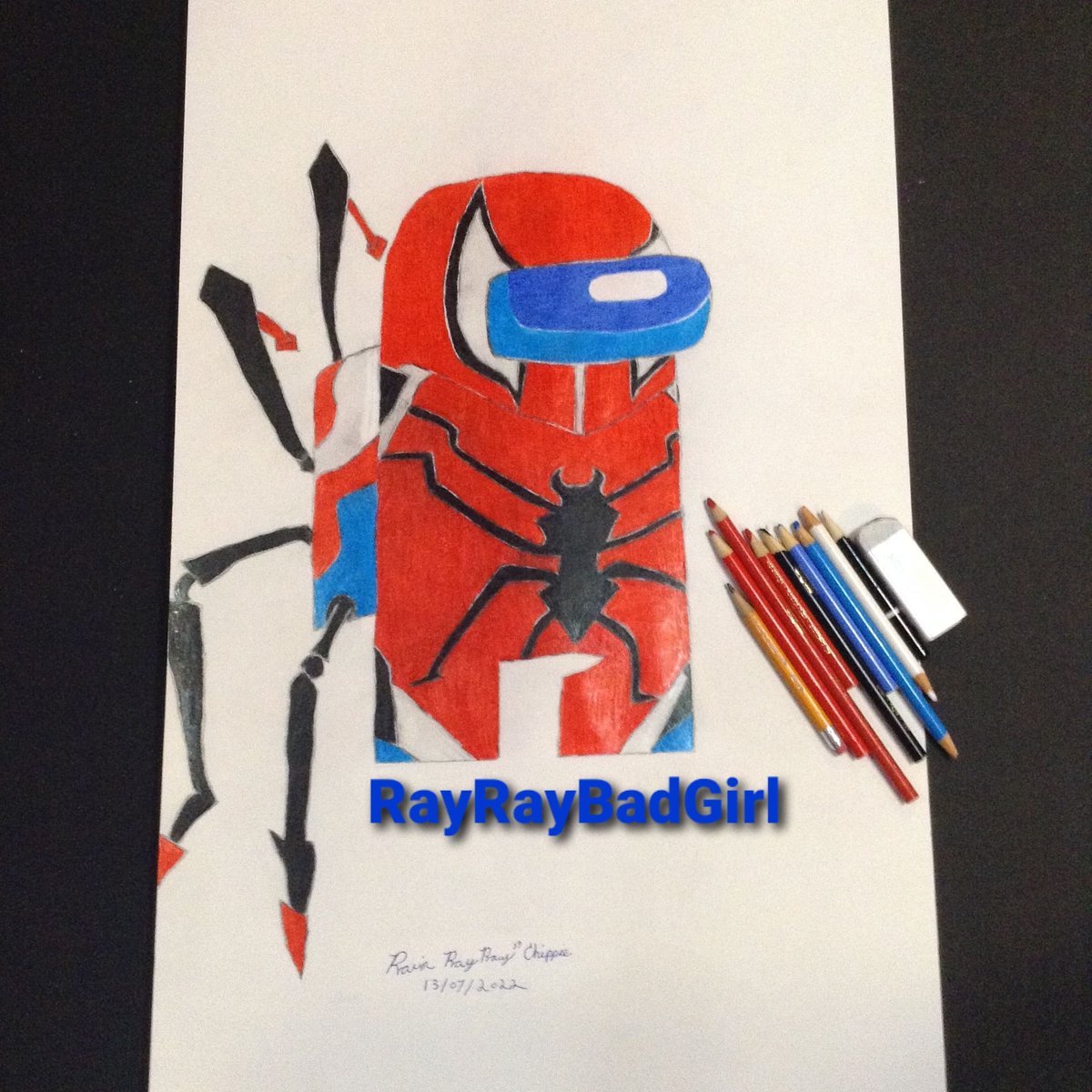 RayRayBadGirl's tweet photo. Done drawing and coloring #amongus as #spidermanzero skin, this is drawing requests and full drawing video will be on my #YouTube page, https://t.co/uB2PHXhbJL