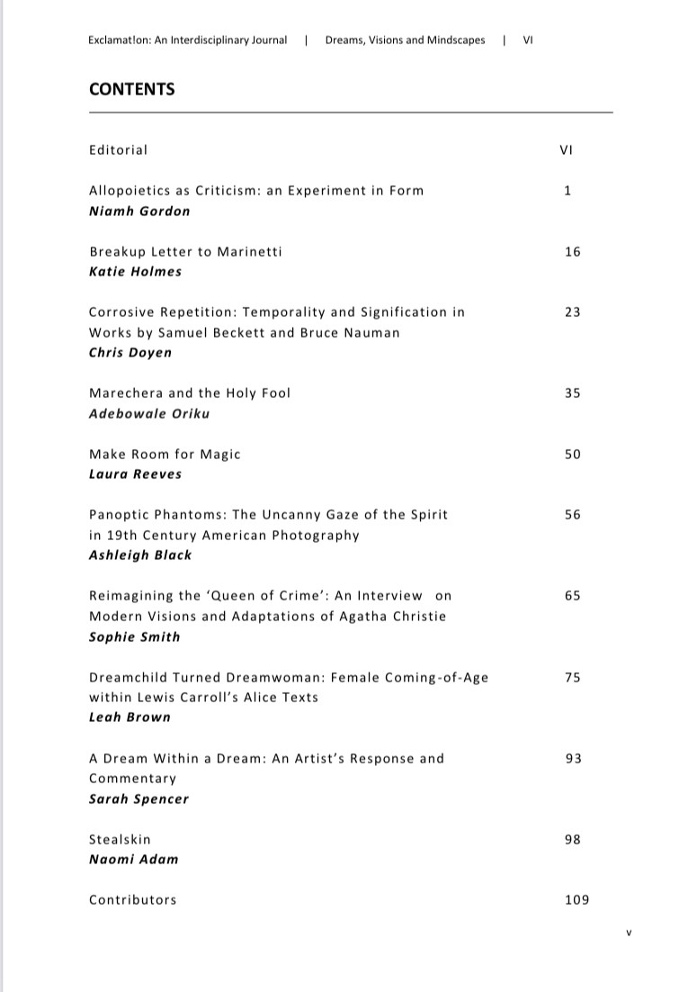 ExclamationAIJ's tweet photo. Our 6th Edition 'Dreams, Visions and Mindscapes' is now available to read online! Head over to our website to get your hands on a free digital copy: https://t.co/u7SAHAeUYs
 @ExeterDH @UofEHumanities @ExeterDoctoral https://t.co/q9N33zazlI