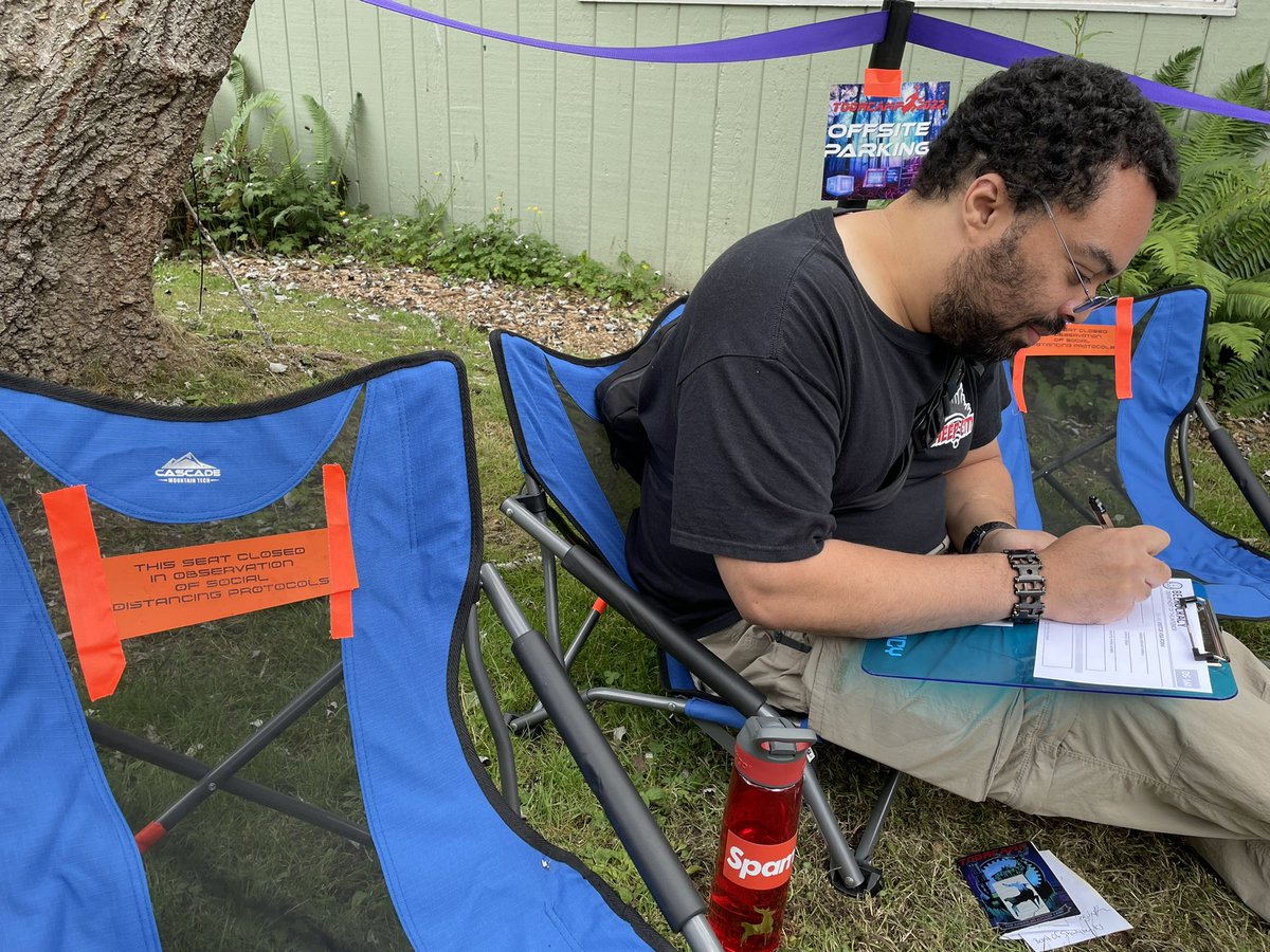 We observe proper social distancing in our waiting room #toorcamp
