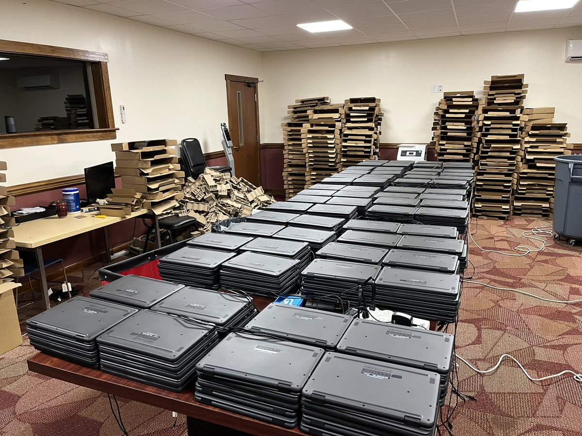 Summer Prep continues. 1,200 Chromebooks unboxed, asset tagged, and enrolled in 5 days by 2 team members and 4 <a href="/GoBoxChrome/">Go Box</a> Great job by the team and thanks <a href="/GoBoxChrome/">Go Box</a> 🎩🔴⚪️🎩