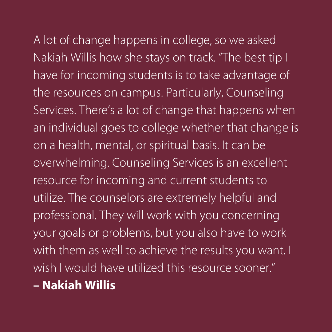 UALRadmissions's tweet photo. “A lot of change happens when you go to college, whether that change is on a health, mental, or spiritual basis. It can be overwhelming. Counseling Services is extremely helpful &amp; will work with you concerning your goals or problems.” -Nakiah Willis
More➡️ https://t.co/20hL8ylSr0 https://t.co/VDwuvfAiCV