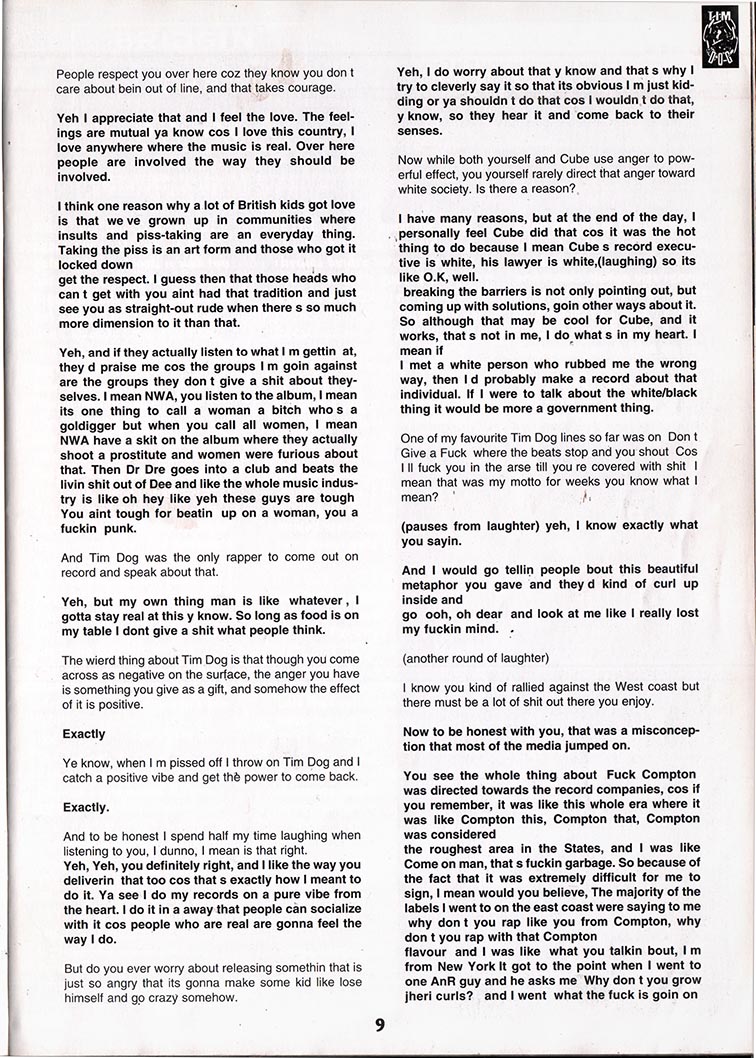 EwanAllinson's tweet photo. After a difference of opinion with @harryallen about Tim Dog's legacy, in 2015, prompted by @sistadbarnes ' critique of Straight Outta Compton, I promised I would scan and share the full interview. Now in 2022,my promise is honoured.
#TimDog
#Represent
Cheers to @Aquariuslonn https://t.co/gYOA35b6q9