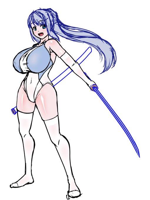 新作競泳水着に付属させる予定のアクスタに使う絵のラフが出来ました 