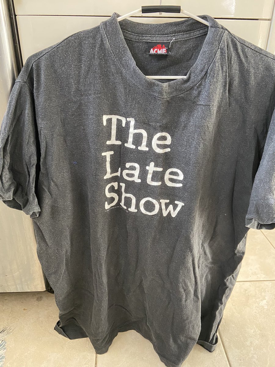 @Jane_L_Kennedy @TLSChampagne Here’s my un-ironed iconic The Late Show t-shirt from 30 years ago. Still going strong as it was probably the last actual ‘made in Australia’ product ever made here #champagnecomedy #classic #thelateshow