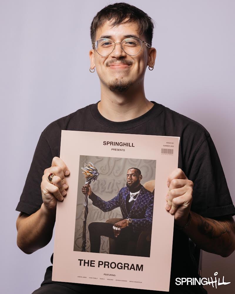 LenPeralta's tweet photo. Higher res photos of @maxmillianp’s meeting with @KingJames last month. The one with Lebron leafing through the magazine with Max’s painting on the front is straight 🔥 https://t.co/7BkNKeDLvo