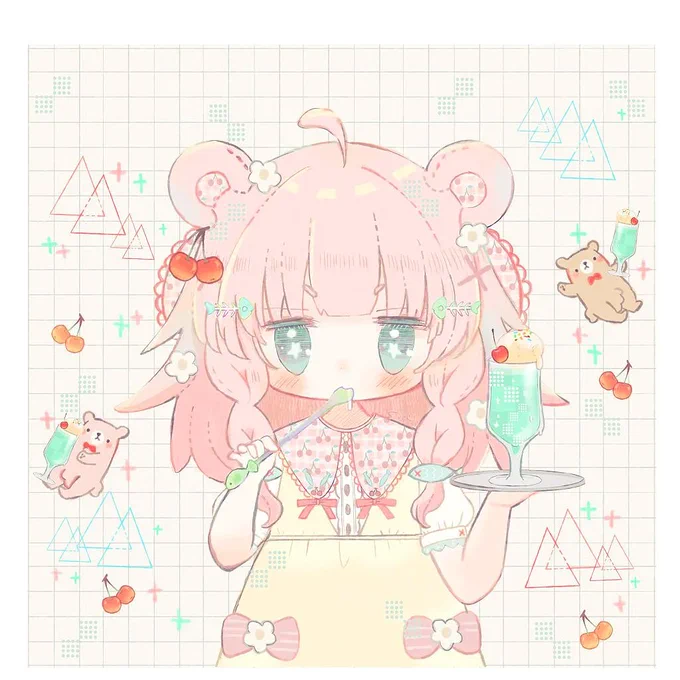 #PortfolioDay 可愛いデザートと動物の女の子の絵を描いてます(^._.^)ノ 