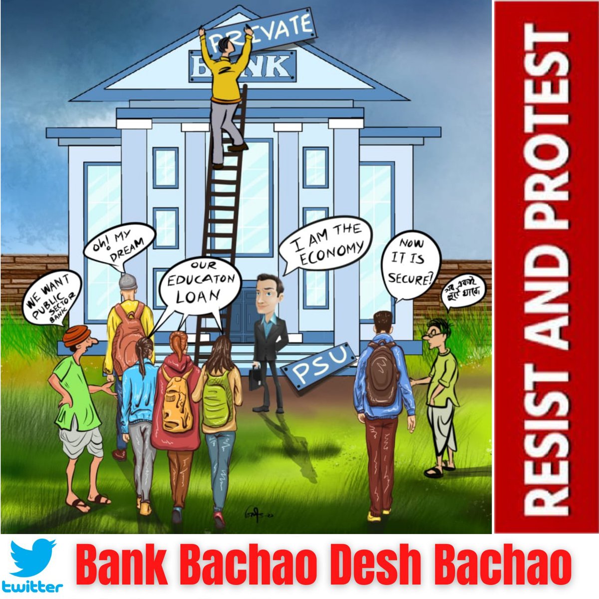 Privatization Means
▶️No Job opportunities.
▶️No Job security.
▶️No Social Service.
▶️Only profit at any cost.!!

We oppose Privatization and Demand More Govt Banks For Better Social Services and Secure Job Opportunities.
#PublicBanksNotForSale
#BankBachao_DeshBachao 
<a href="/sanjaybpi/">Sanjay Das</a>