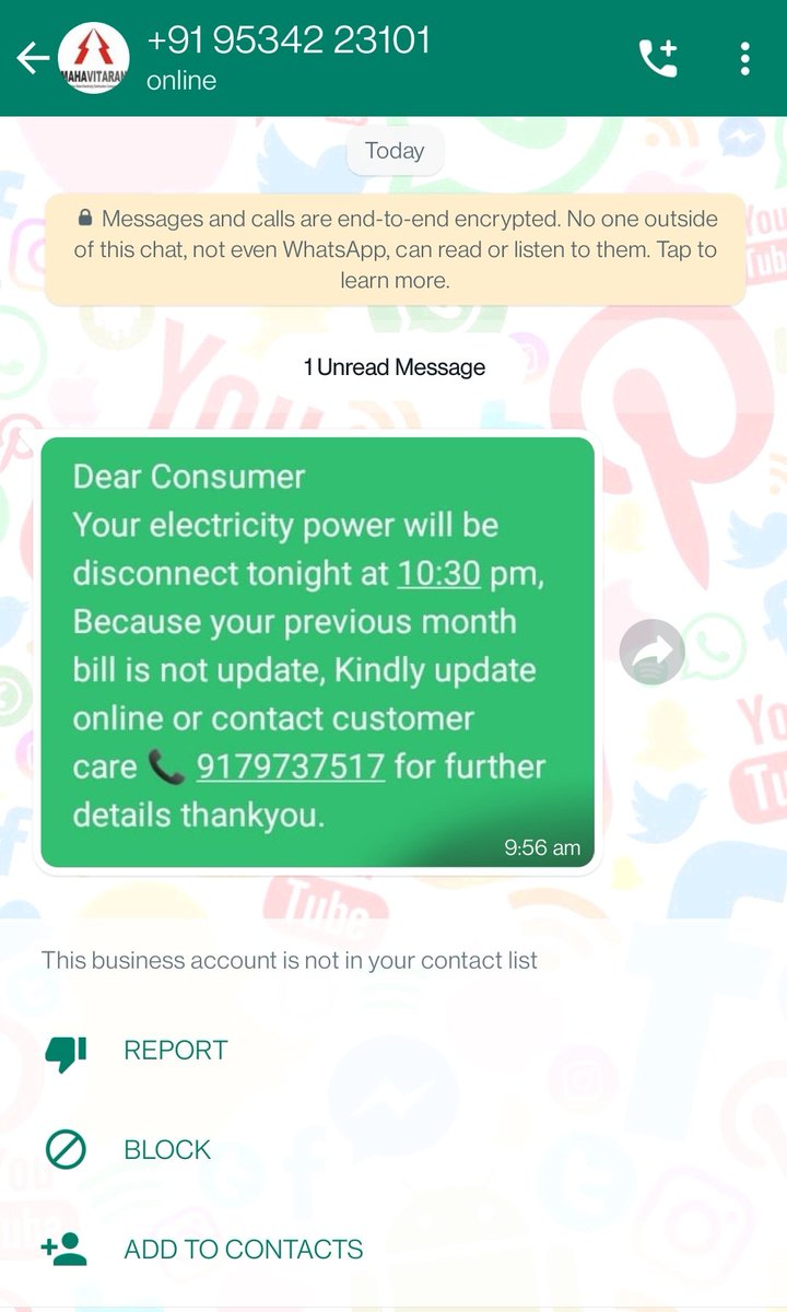 mayankshahi's tweet photo. Dear @MSEDCL 
Quite a few SMS/WhatsApp messages personating as MSEDCL. Gullible people are taken to ride. 
Please confirm if this is geniune and if not, are there any steps taken to protect the consumers. https://t.co/yzIJjFdPh8
