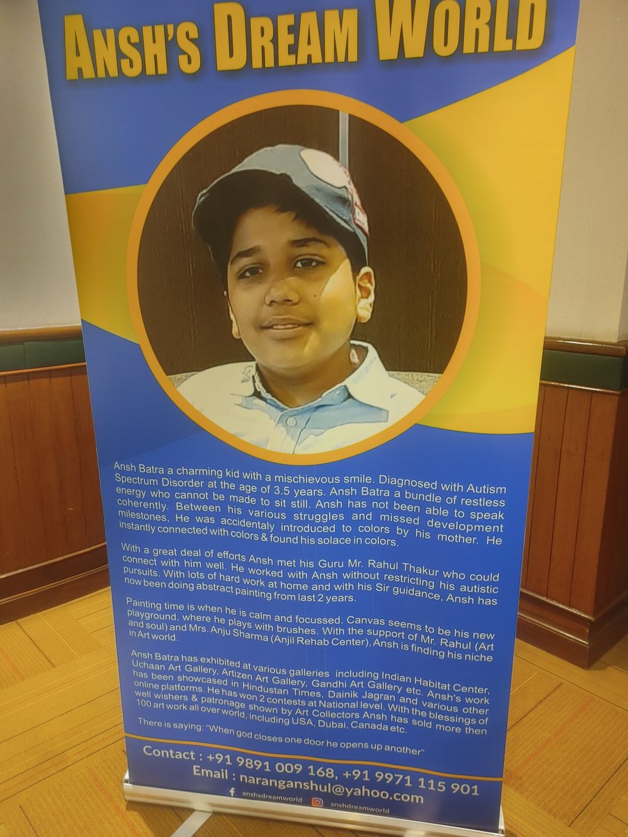 Kudos to Ansh Batra an autistic child who is doing wonders with his work.Diagonised at the age of 3.5 years and a long journey full of challenges, he found his peace in art and today he is a Pro
More power to him.
#Autism 
#Art