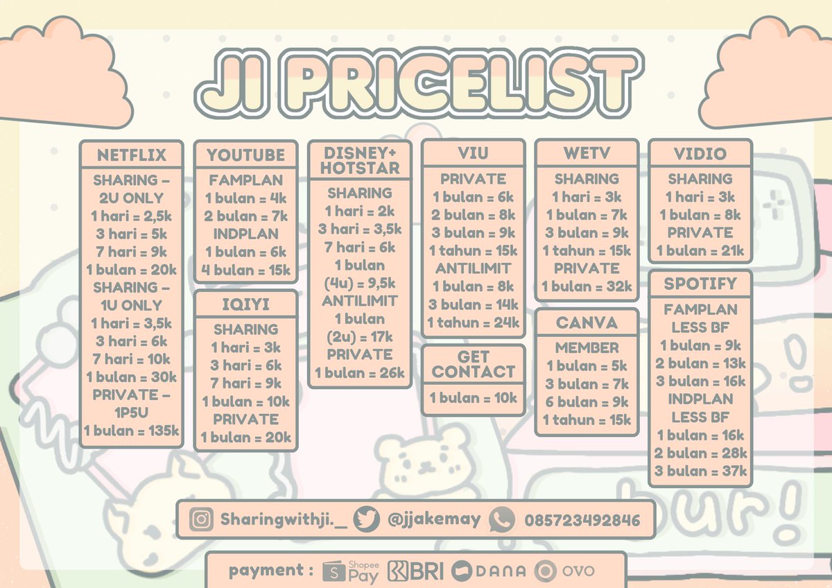 Pricelist ( ◜‿◝ )♡