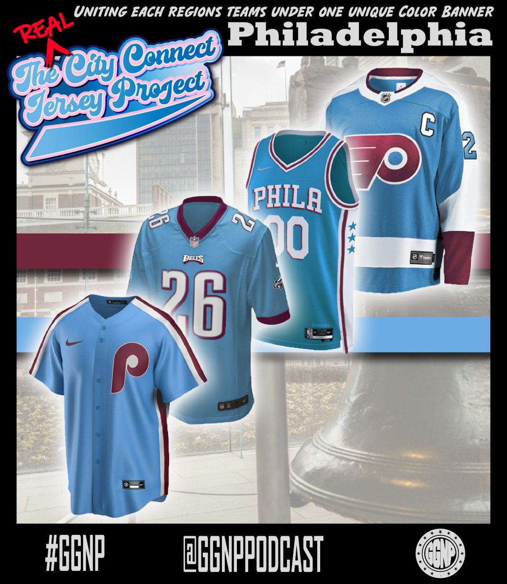 ggnppodcast's tweet photo. The Real City Connect Jersey Project comes to Philly

With the rules dictating no repeating color schemes in any cities... options were limited
We could go #FlyEaglesFly Forest Green... but Dallas &amp; Philly in similar colors🤮

Throwback #RingTheBell wins out
What do you think? https://t.co/YtrZ8hNp5X