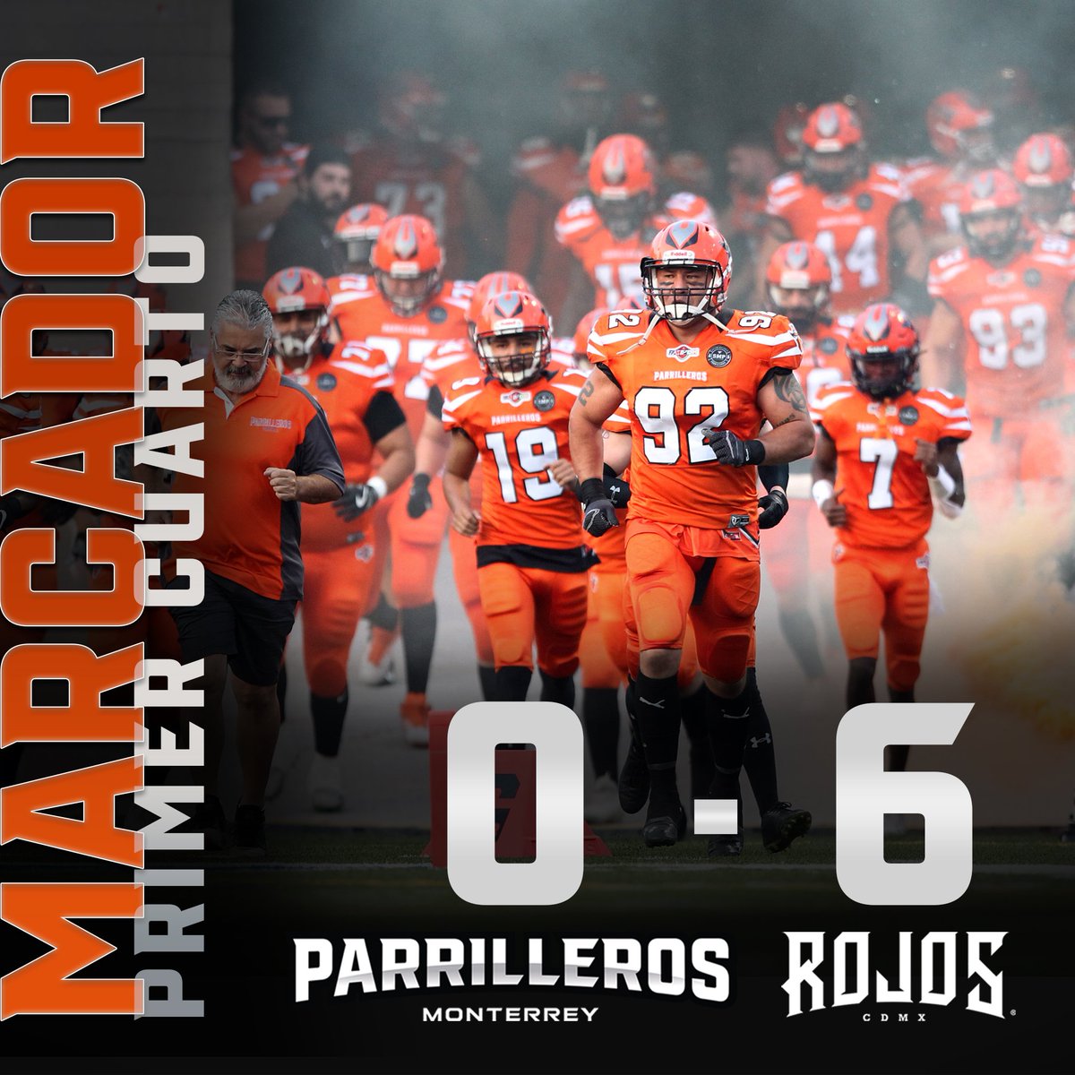 Marcador al finalizar el 1er cuarto en el Estadio Banorte del Tec de Monterrey
Parrilleros 0-6 Rojos
En vivo: youtu.be/cmJUF7GvxXk
<a href="/Soy_FAM/">Fútbol Americano de México FAM-YOX</a> #Parrilleros #Monterrey #FutbomAmericano pic.x.com/it4e2JIVFz