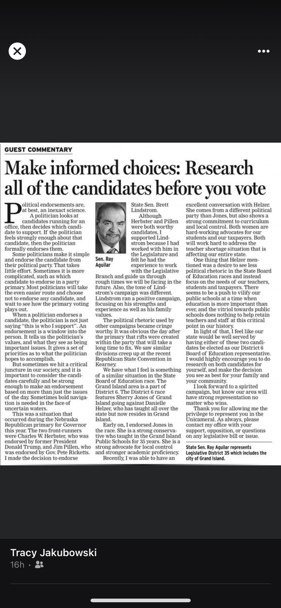 Many thanks to Sen. Ray Aguilar of Grand Island for this column in The Independent this week! May we all be #InformedVoters!
