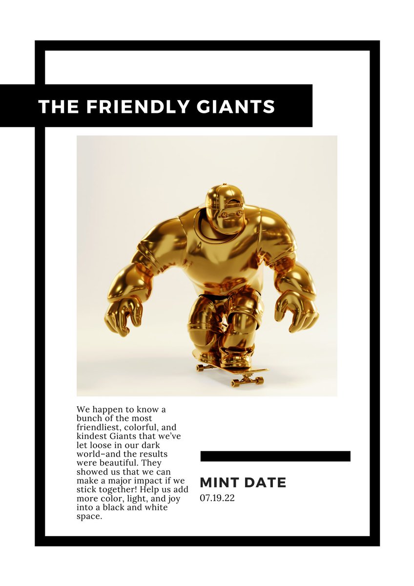 marcryptic's tweet photo. Huge Mint coming next week, The @thefriendgiants is Dropping!!! First animated 3D Collection on Solana with a bullish roadmap including Staking. Thanks to this amazing poster by @diegmos07 showcasing mint day 🙌 #SolanaNFT https://t.co/rKyZgnLsnx