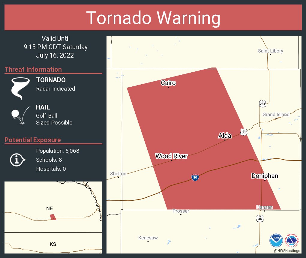 NWS Tornado on Twitter "Tornado Warning including Wood River NE