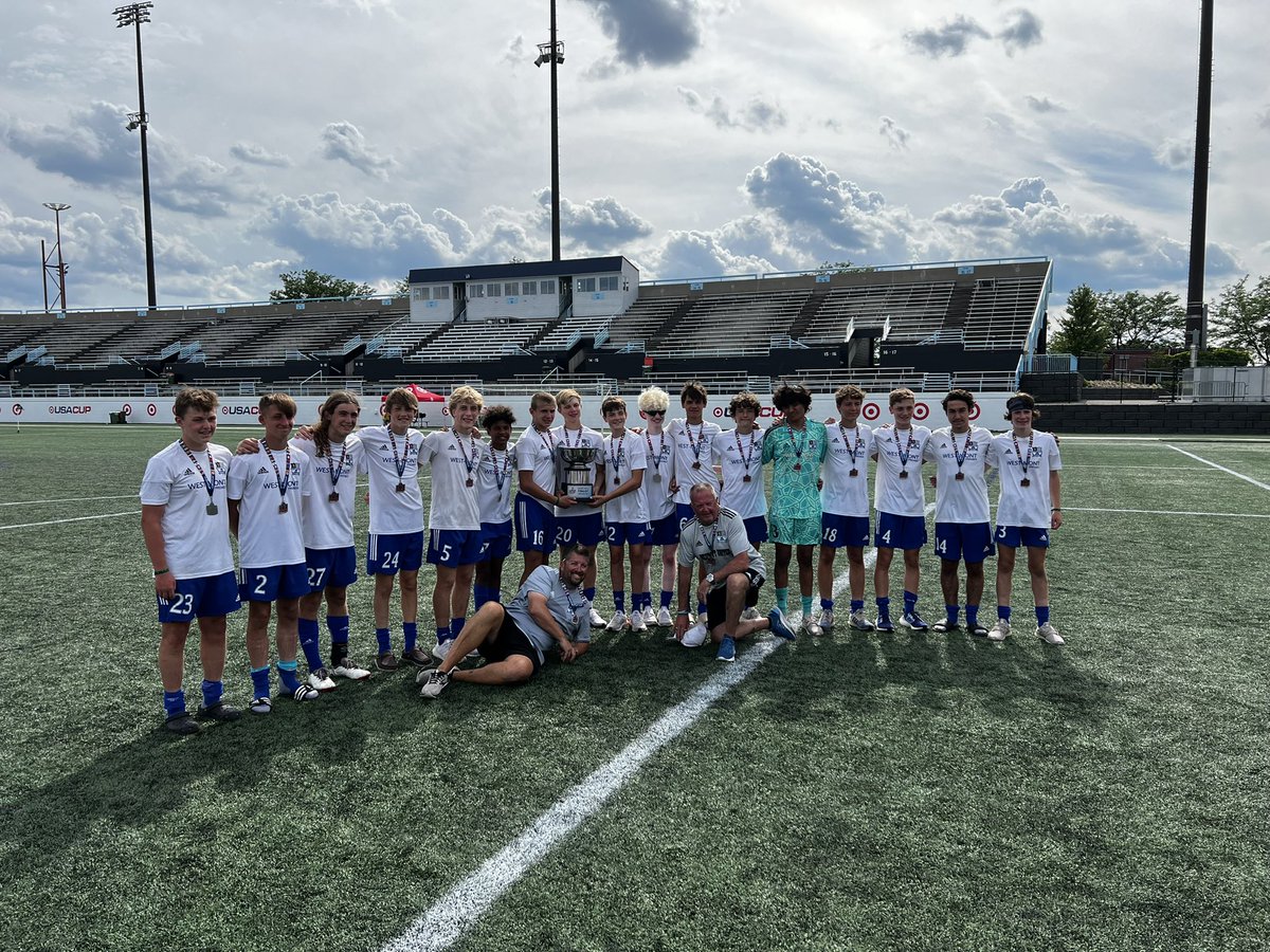 CoachSteveSmall's tweet photo. Incredible experience @usacupsoccer this past week! Loads of memories for the boys and going home with some hardware as finalist in the top bracket! The boys represented @westmontunited proudly and with class all week! #wmusafamily https://t.co/j8Hrn41lwp