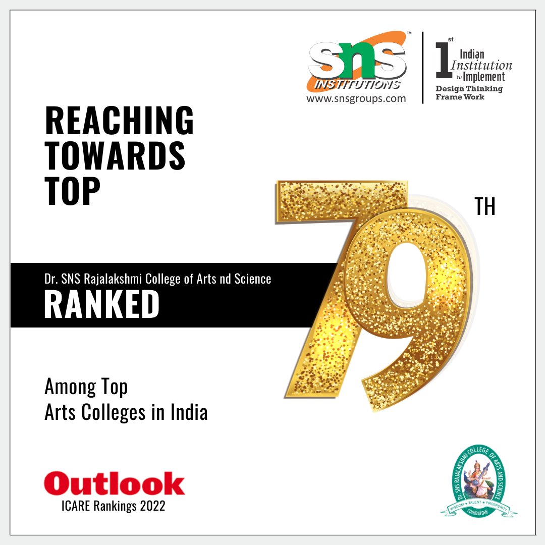 snsinstitutions's tweet photo. Here is the Dr. SNS Rajalakshmi College of Arts and Science's Outlook ICARE Rankings-2022.

Looking forward to many accolades!

#SNSInstitutions #SNSDesignThinkers #DesignThinking

#BestCollege #BestArtsCollege #BCA #BBA #ArtsScience #Coimbatore #rankings #tamilnadu https://t.co/CWXIxw0dyg