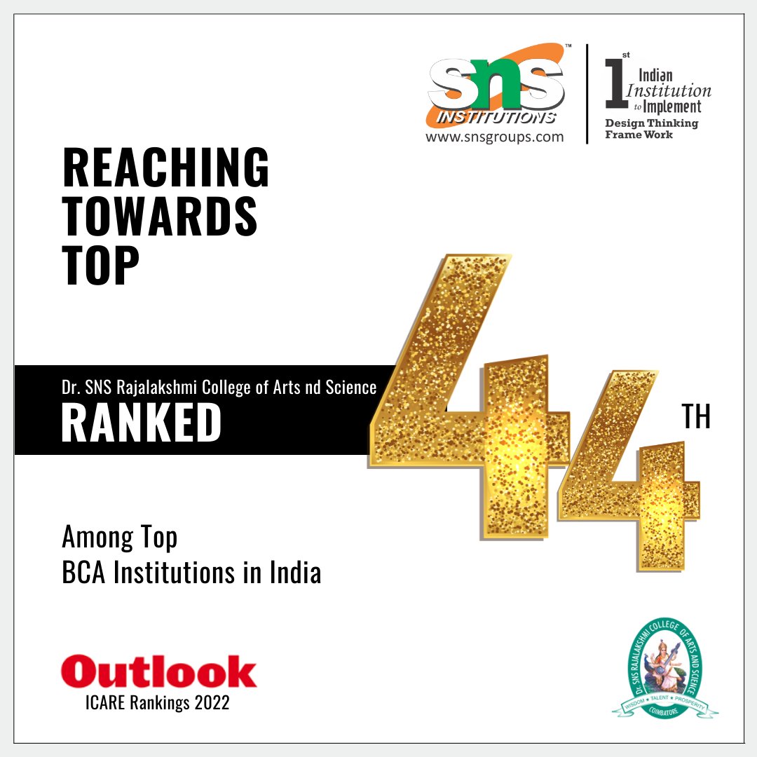 snsinstitutions's tweet photo. Here is the Dr. SNS Rajalakshmi College of Arts and Science's Outlook ICARE Rankings-2022.

Looking forward to many accolades!

#SNSInstitutions #SNSDesignThinkers #DesignThinking

#BestCollege #BestArtsCollege #BCA #BBA #ArtsScience #Coimbatore #rankings #tamilnadu https://t.co/CWXIxw0dyg