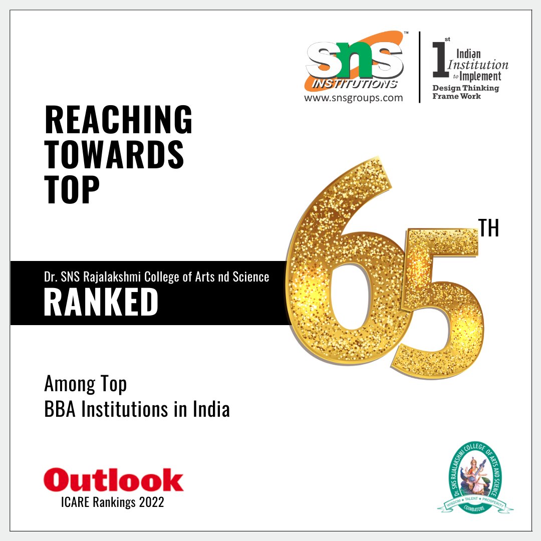 snsinstitutions's tweet photo. Here is the Dr. SNS Rajalakshmi College of Arts and Science's Outlook ICARE Rankings-2022.

Looking forward to many accolades!

#SNSInstitutions #SNSDesignThinkers #DesignThinking

#BestCollege #BestArtsCollege #BCA #BBA #ArtsScience #Coimbatore #rankings #tamilnadu https://t.co/CWXIxw0dyg