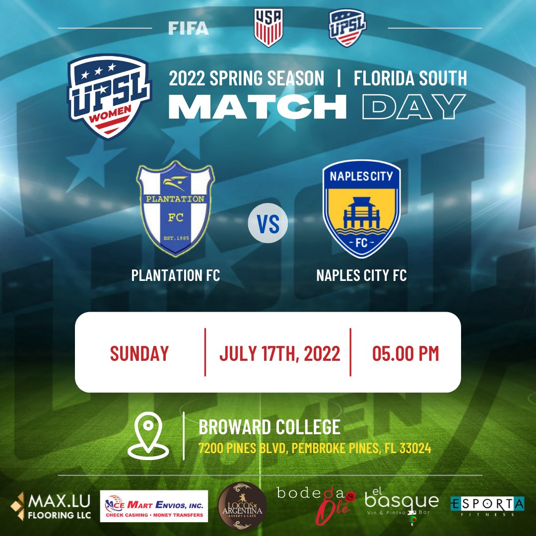 naplescityfc's tweet photo. UPSL WOMEN LEAGUE
2022 SPRING SEASON - FLORIDA SOUTH
Sunday 07/17 - Kick-Off: 05.00pm
@PlantationFC vs Naples City FC
@UPSLsoccer @UPSL_Florida @upslwomen
π΅βͺπ‘ #naplescityfc #naplesflorida β½ #soccer #upslflorida #upslsoccer #upslwomen #ussoccer #werisefromwithin https://t.co/itSpXeS3Lw