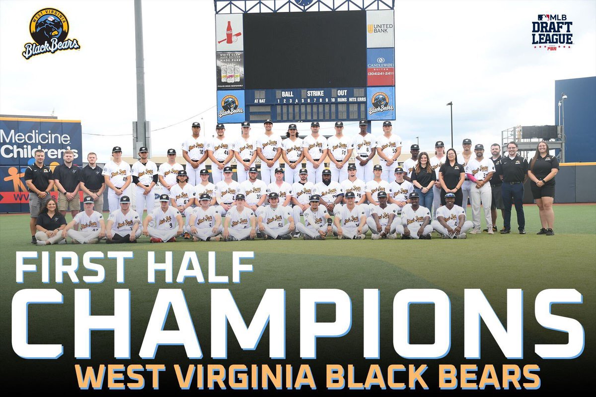 Congratulations to first-year GM Leighann Sainato, manager <a href="/JGyorko05/">Jedd Gyorko</a> and his coaching staff &amp; all the <a href="/WVBlackBears/">WV Black Bears</a> players on their first half title! 

The Black Bears will host the first-ever #MLBDraftLeague Championship Game on Sept. 6.
