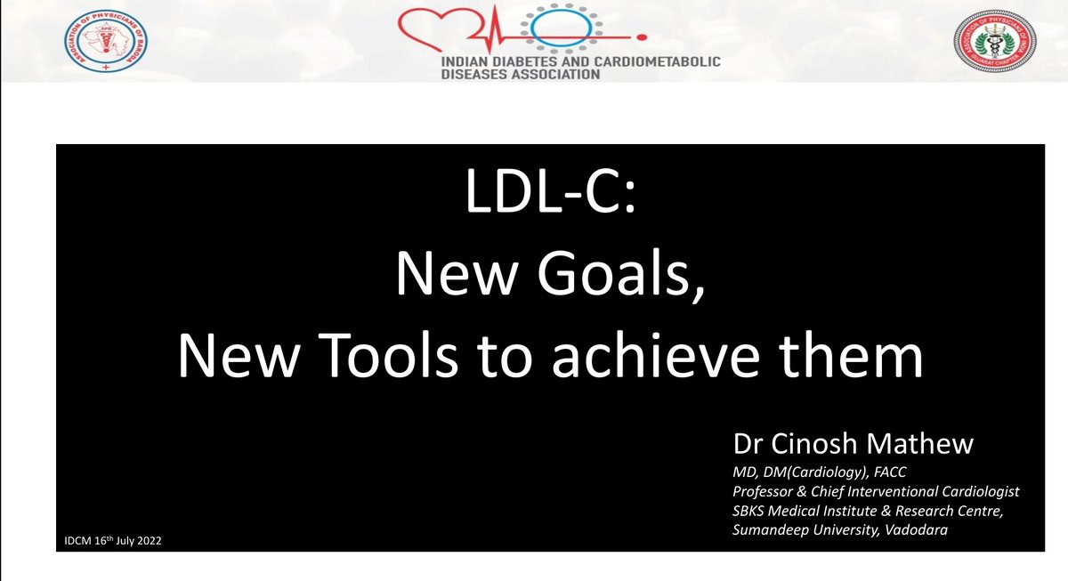 DrCMathew's tweet photo. Speaking on lowering LDL to the new goals with the new tools at 1st national IDCM Conference https://t.co/dIcvqxx43Q