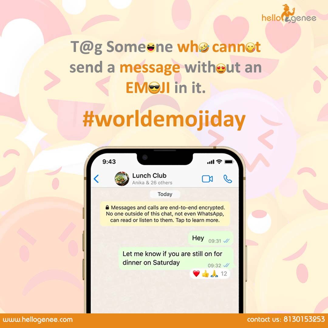 hellogenee's tweet photo. We all have that one friend who is obsessed with emojis whenever they reply us. Lets have some fun this world emoji day by tagging those friends this world emoji day.
TAG YOUR EMOJI LOVING FRIENDS.
Follow @hellogenee
#hellogenee #worldemojiday #emoji #emojiday https://t.co/2TSQcJ3WGO