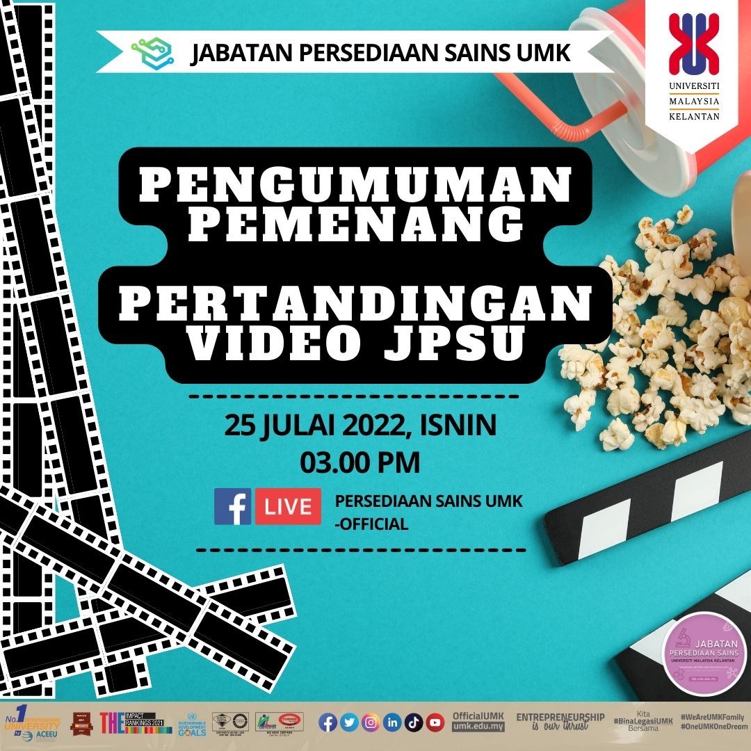 UMKPersediaan's tweet photo. Pertandingan video ini akan diumumkan secara langsung di facebook Persediaan Sains UMK dan pautan Zoom:

Join Zoom Meeting
https://t.co/KkyHjJ09ql...
Meeting ID: 920 9896 9492
Passcode: 762979
#JabatanPersediaanSainsUMK #AsasiSainsUMK #PraIjazahSainsUMK #JPSUAwesome https://t.co/3abX16cZ5y
